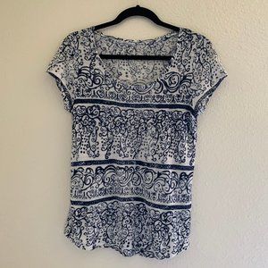 Lucky Brand | Blue and white patterned top